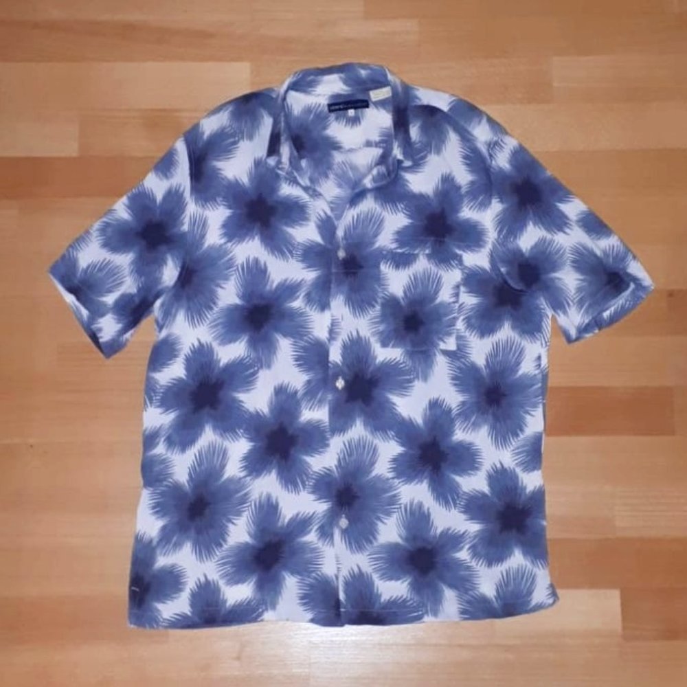 Levi's Made & Crafted Short Sleeve Safari Shirt White Blue Medium